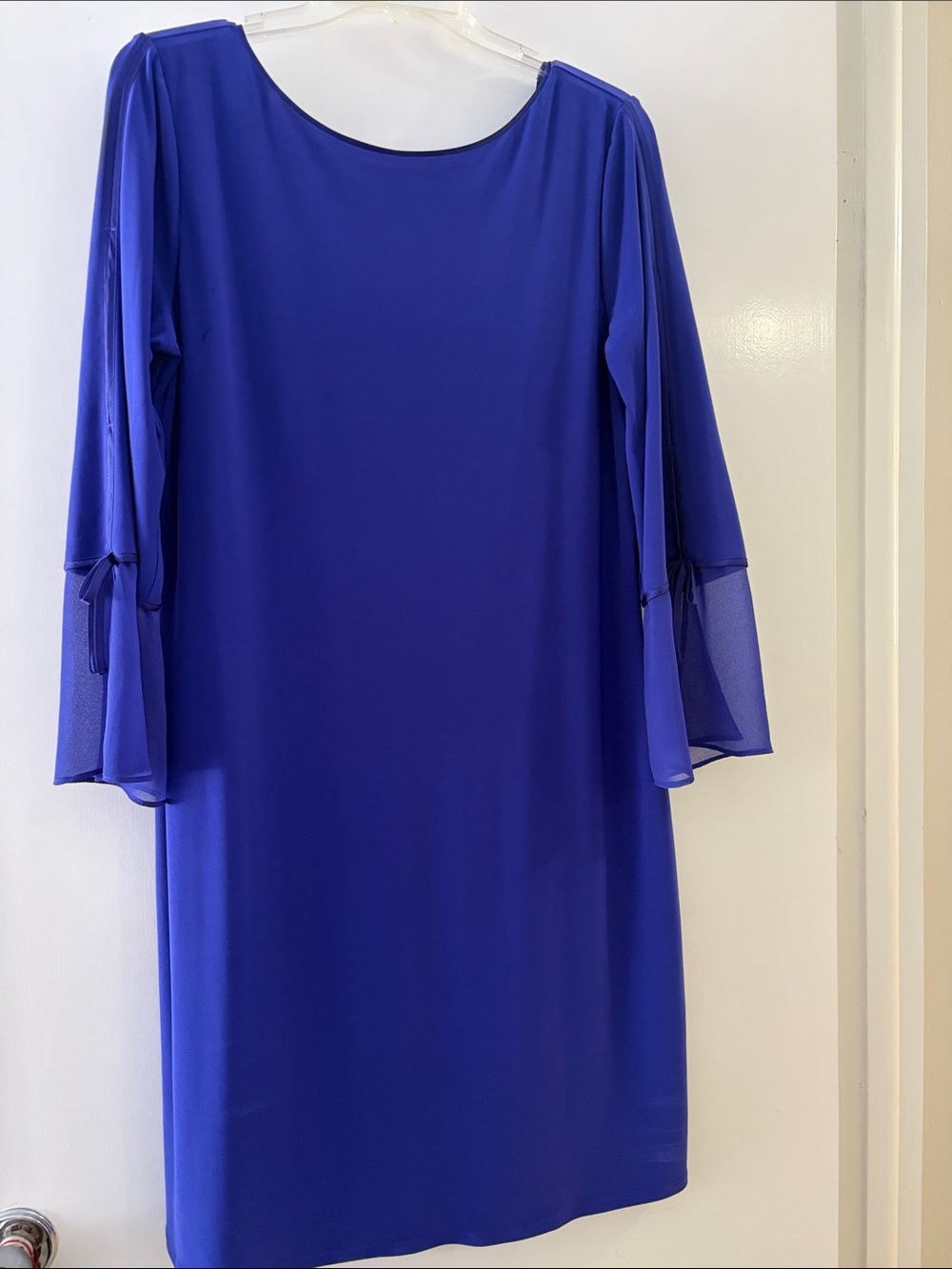 White House Black Market Royal Blue Midi Dress with Bell Sleeves